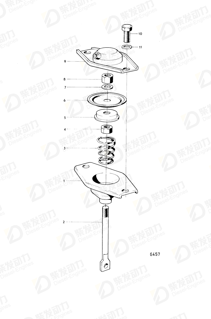 volvo penta Selector bar 384480 Drawing